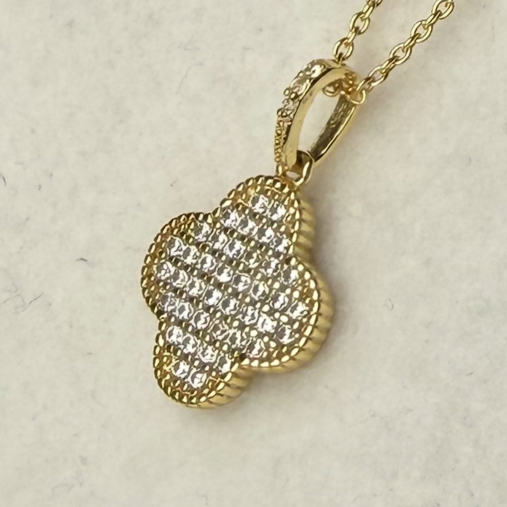 Frieda Rothman Vault Pave Clover Necklace